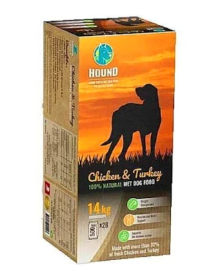 האונד עוף והודו תזונה טבעית לכלב