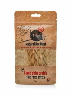 חטיף טבעי לכלב 3 צמות עור טלה של חברת וויגל.