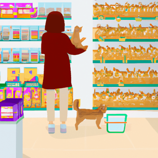 תמונה של אדם קונה מזון לחיות מחמד בחנות