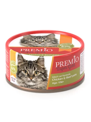 פרמיו עוף ובקר לחתול בוגר 85 גרם
