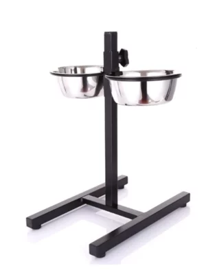 סטנד מתכוונן לכלב + 2 צלחות 21 ס"מ