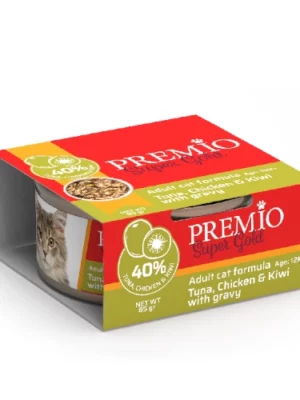 שימורי פרמיו סופר גולד טונה עוף וקיווי 85 גרם