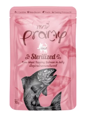 פאוץ פראמי טונה וסלמון בג'לי(סטרלייזד) 70 גרם
