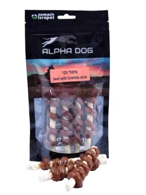 חטיף אלפא דוג עצם סלסולי בקר 80 גרם