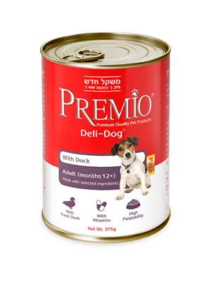 שימורי פרמיו פטה ברווז לכלב 375 גרם