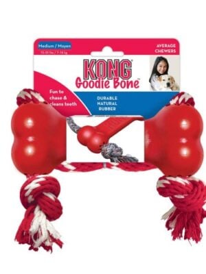 קונג גודי בון עצם גומי בינונית עם חבל
