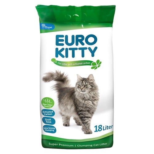 חול יורו קיטי מתגבש עם פחם 18 ליטר - EURO KITTY