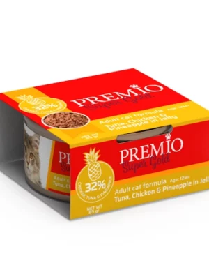 שימורי פרמיו סופר גולד טונה עוף ואננס בג'לי 85 גרם