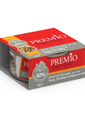 שימורי פרמיו סופר גולד טונה עוף ואצות בג'לי 85 גרם