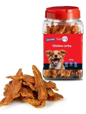 חטיף-סופרים-ג'רקי-עוף-400-גרם צנצנת סופרים ג'רקי עוף 400 גרם