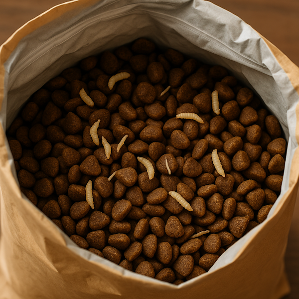 למה יש תולעים בשק אוכל לחיות?