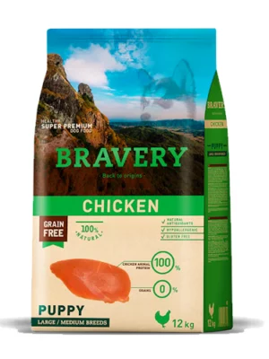 ברייברי עוף לגורים מגזע בינוני וגדול 12 ק"ג