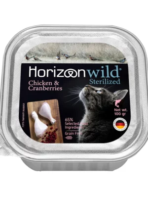 מעדן הורייזן חתול סטרלייזד עוף וחמוציות 100 גרם