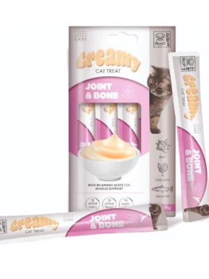 שלוק קרמי לחתול לטיפול במפרקים ועצמות בקר עוף וסלמון 60 גרם אמפט