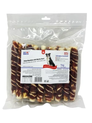 פט קווין עצם עור ממולא עם בקר משויש 1 ק"ג