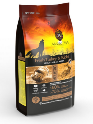 אמברוסיה לכלב מגזע קטן סלמון וארנבת 5 ק"ג