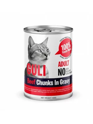 שימורים לחתול נתחי בקר 375 גרם