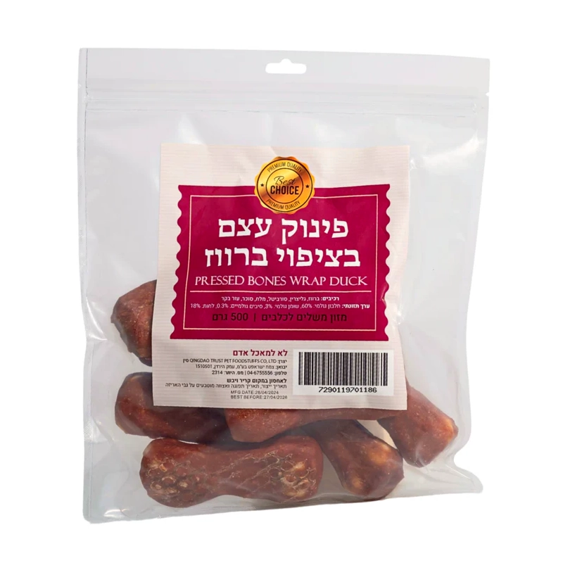 חטיף בסט צוייס עצם בציפוי ברווז 500 גרם