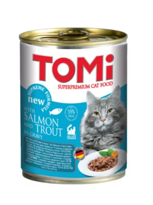 שימורים לחתול סלמון ופורל 400 גרם TOMI